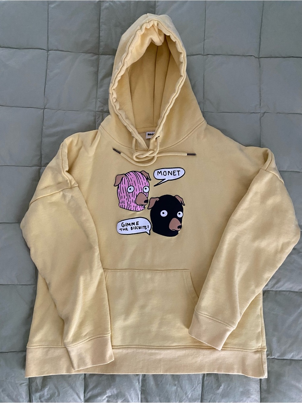 Monet Skateboard Cream Graphic Hoodie Sweatshirt with Playful Dog Art